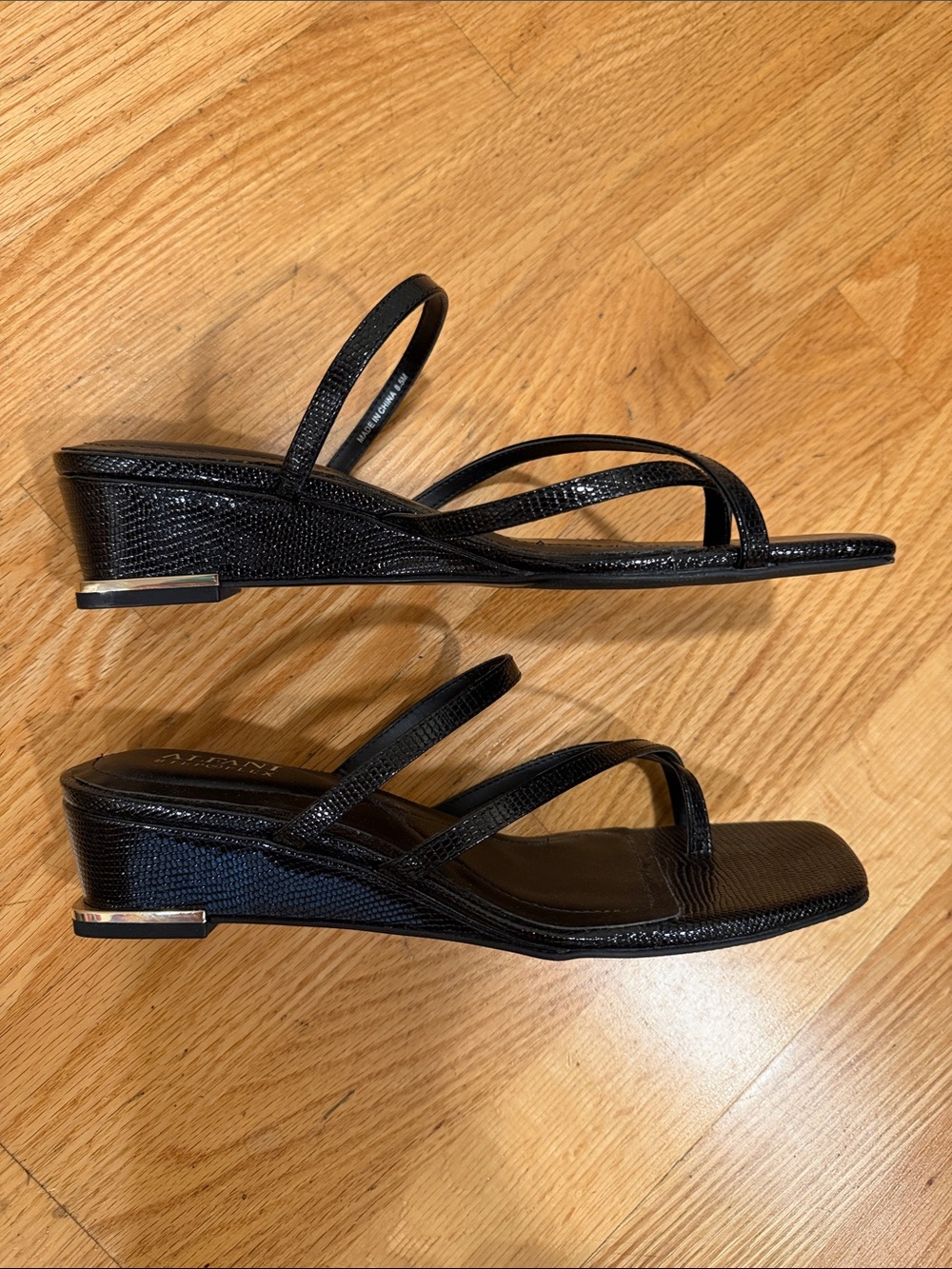 Alfani Black Strappy Square-Toe Heeled Sandals - Picture 2 of 3